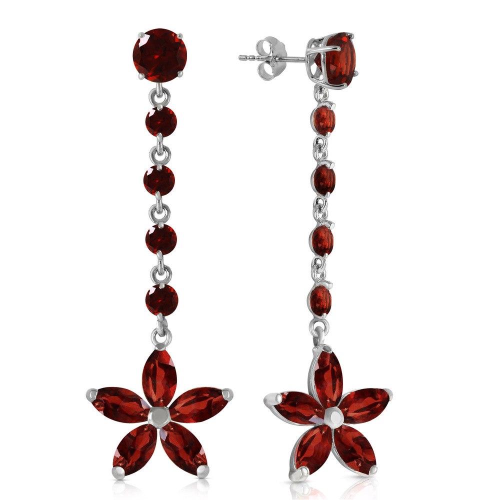 14K. SOLID GOLD CHANDELIERS EARRINGS WITH GARNETS (White Gold)